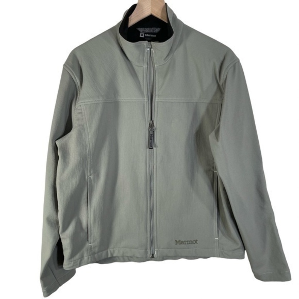 Marmot Women's Light Blue Gray Softshell Full Zip Jacket Size M Nylon Polyester
